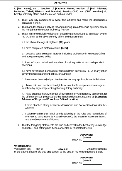 affidavit template for arazi muawin